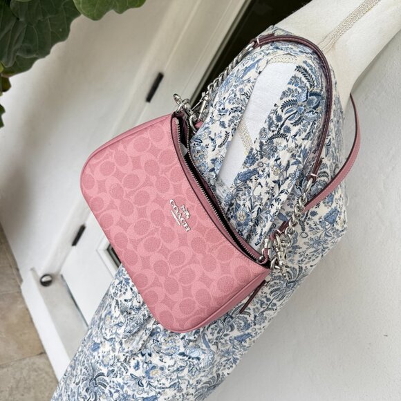 Last 1‼️COACH Teri Shoulder Bag In Signature Canvas CV933 Dusty Pink - Picture 4 of 10